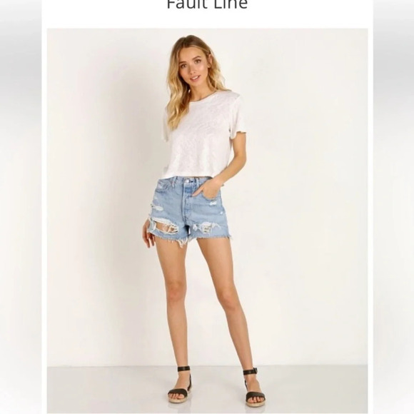 Levi's premium 501 distressed cutoff  jean shorts . Size 24 boho beach vacation - Picture 2 of 15